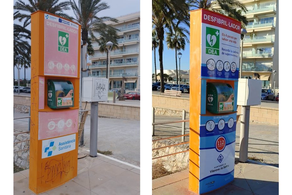 totem desfibrilador restaurado